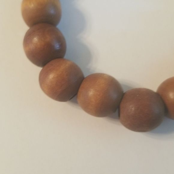 Mens Coated Brown Wooden Expansion Bracelet 8", 10mm beads New Custom Made - Picture 2 of 5
